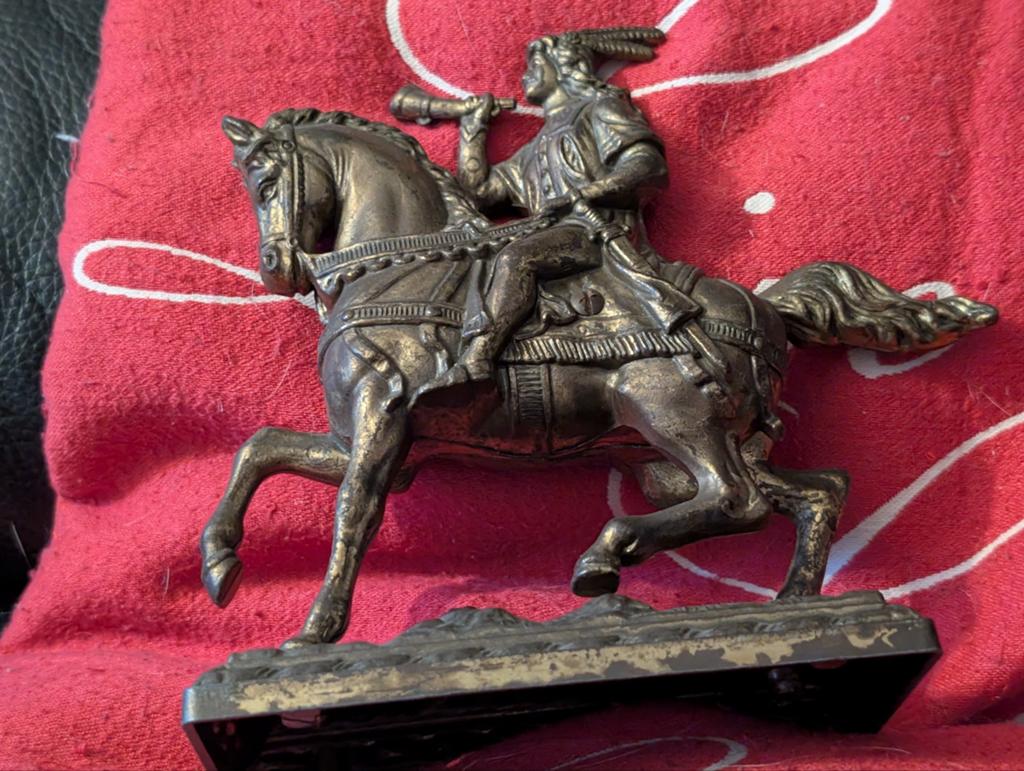 Bronzen beeld ruiter met hoorn, 15x20 cm, Ophalen of Verzenden