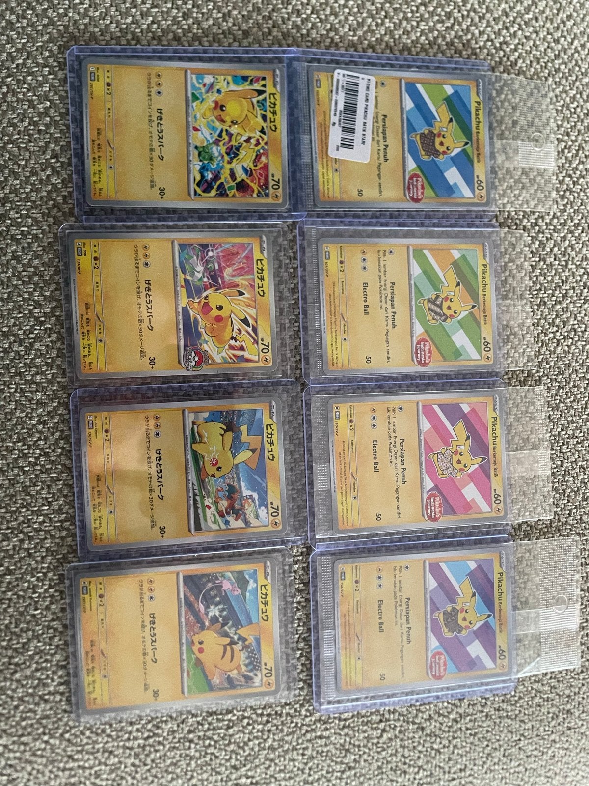 8x Pikachu Promo Kaarten (4x Indonesisch, 4x Japans), Verzenden, Nieuw, Meerdere kaarten