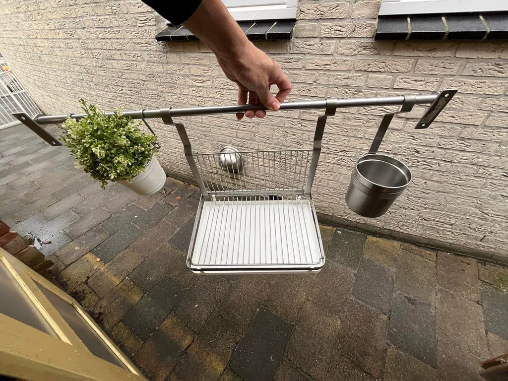 Ikea droogrek met kunstplant, servic&bordhouder r en haakjes, Ophalen, Gebruikt, Wasrek