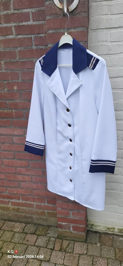 Marinebasis Dames Kostuum - Carnaval, Ophalen, Wit, Maat 42/44 (L), Jasje