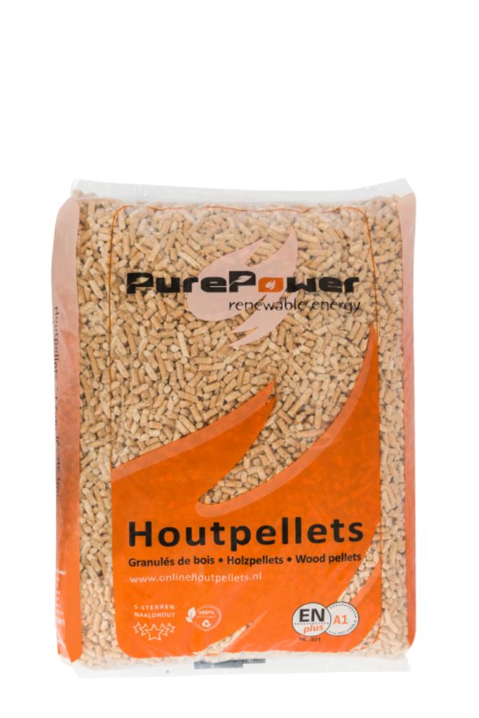 Purepower 5 sterren wit 100% naaldhout houtpellets 10kg zak, Tuin en Terras, Haardhout, Minder dan 3 m³, Ophalen, Overige houtsoorten