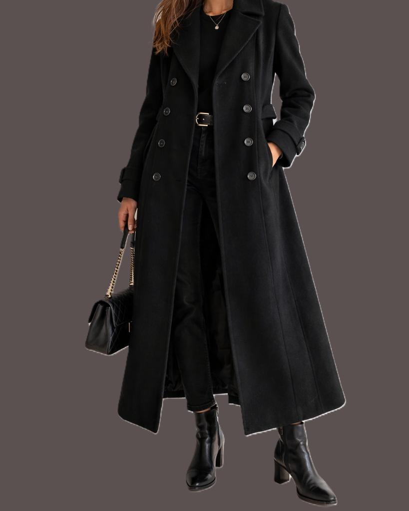 wollen lange zwarte mantel van Didi maat M, Kleding | Dames, Jassen | Winter, Maat 38/40 (M), Zwart, Didi, Ophalen of Verzenden