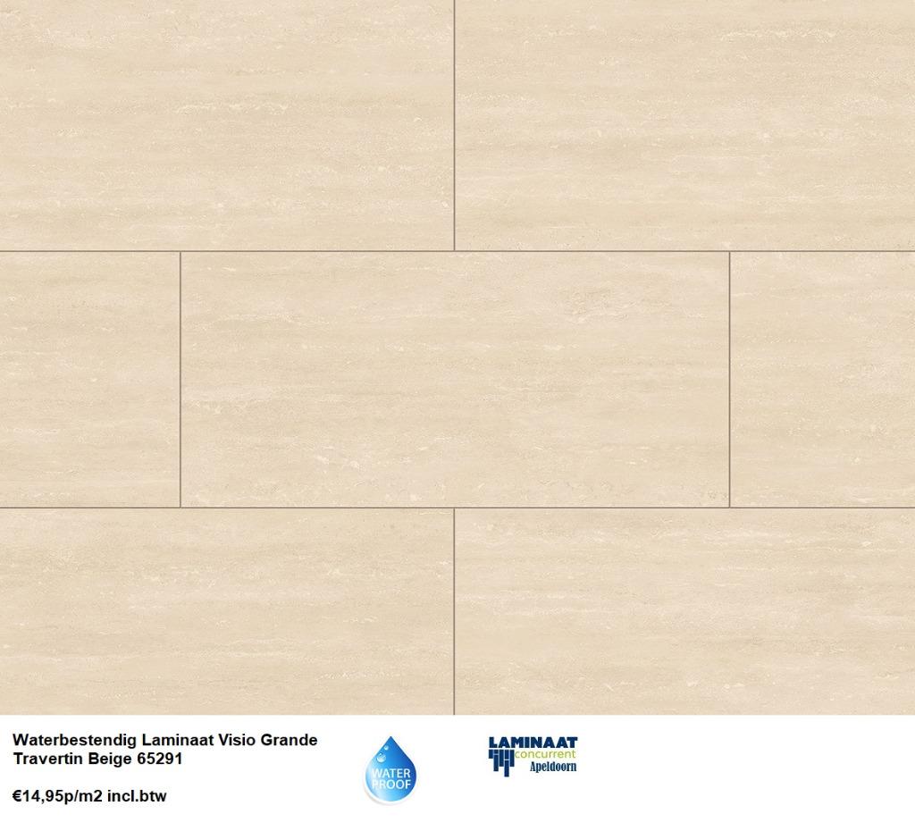 Waterbestendig Tegel Laminaat Travertin Beige €14,95p/m2