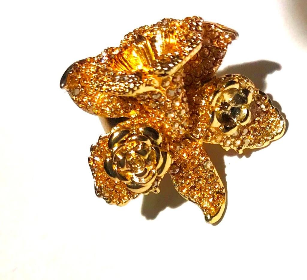 Versace voor H&M Versace for H&M Ring met Kristal, maat 16, IJzer of Staal, Dame of Heer, Goud, Ophalen