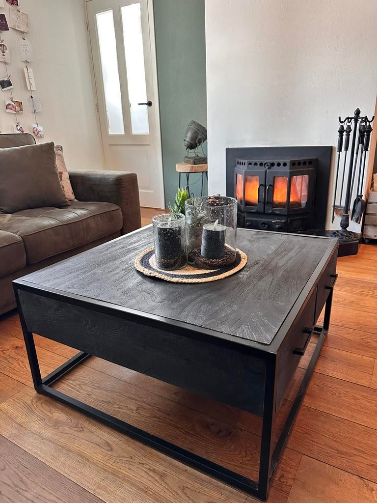 EXCLUSIEF - Mangohouten Salontafel - 80x80 - NIEUW, Ophalen, 50 tot 100 cm, Rond, Zo goed als nieuw