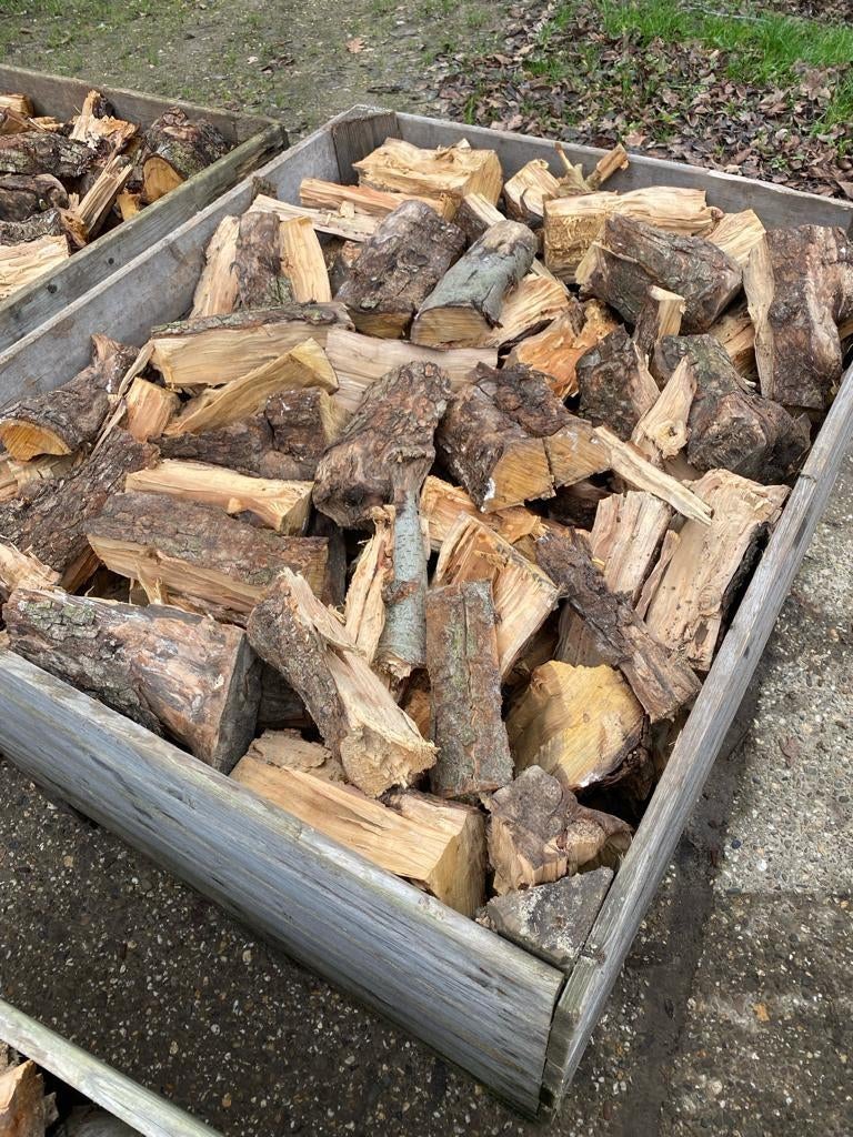 Openhaardhout te koop:APPEL(ongekloof) & PERENHOUT(gekloofd), Tuin en Terras, Haardhout, 6 m³ of meer, Ophalen, Overige houtsoorten
