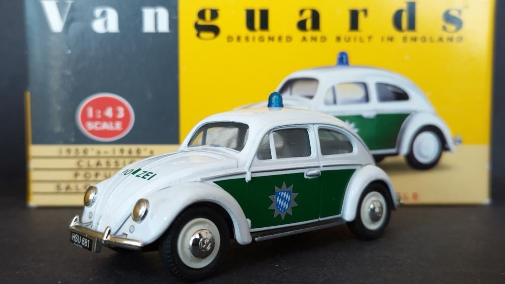 Volkswagen VW kafer Polizei Beetle 1:43 Vanguards Pol, Hobby en Vrije tijd, Modelauto's | 1:43, Overige merken, Auto, Verzenden