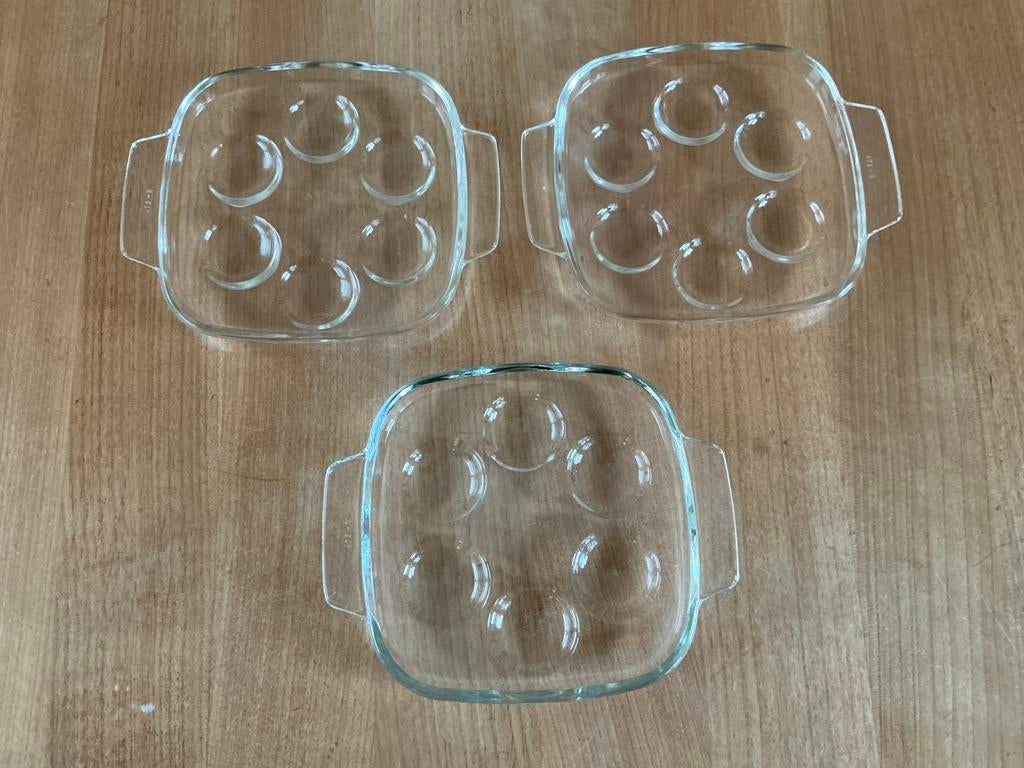 6 Pyrex slakkenschaaltjes - slakkenbordjes - Escargots, Ophalen of Verzenden, Zo goed als nieuw