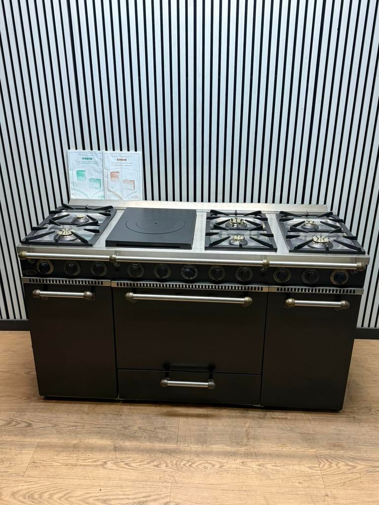 Luxe GODIN Fornuis met 3 ovens 7 pits 150 cm, Fornello Esperta, Ophalen of Verzenden, Zo goed als nieuw, Energieklasse A of zuiniger