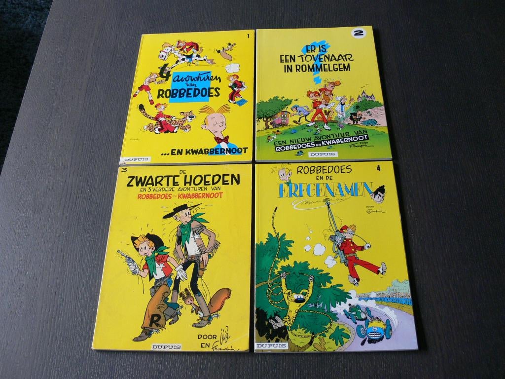 Robbedoes en kwabbernoot: deel 1 t/m 4, Meerdere stripboeken, Ophalen of Verzenden, Gelezen