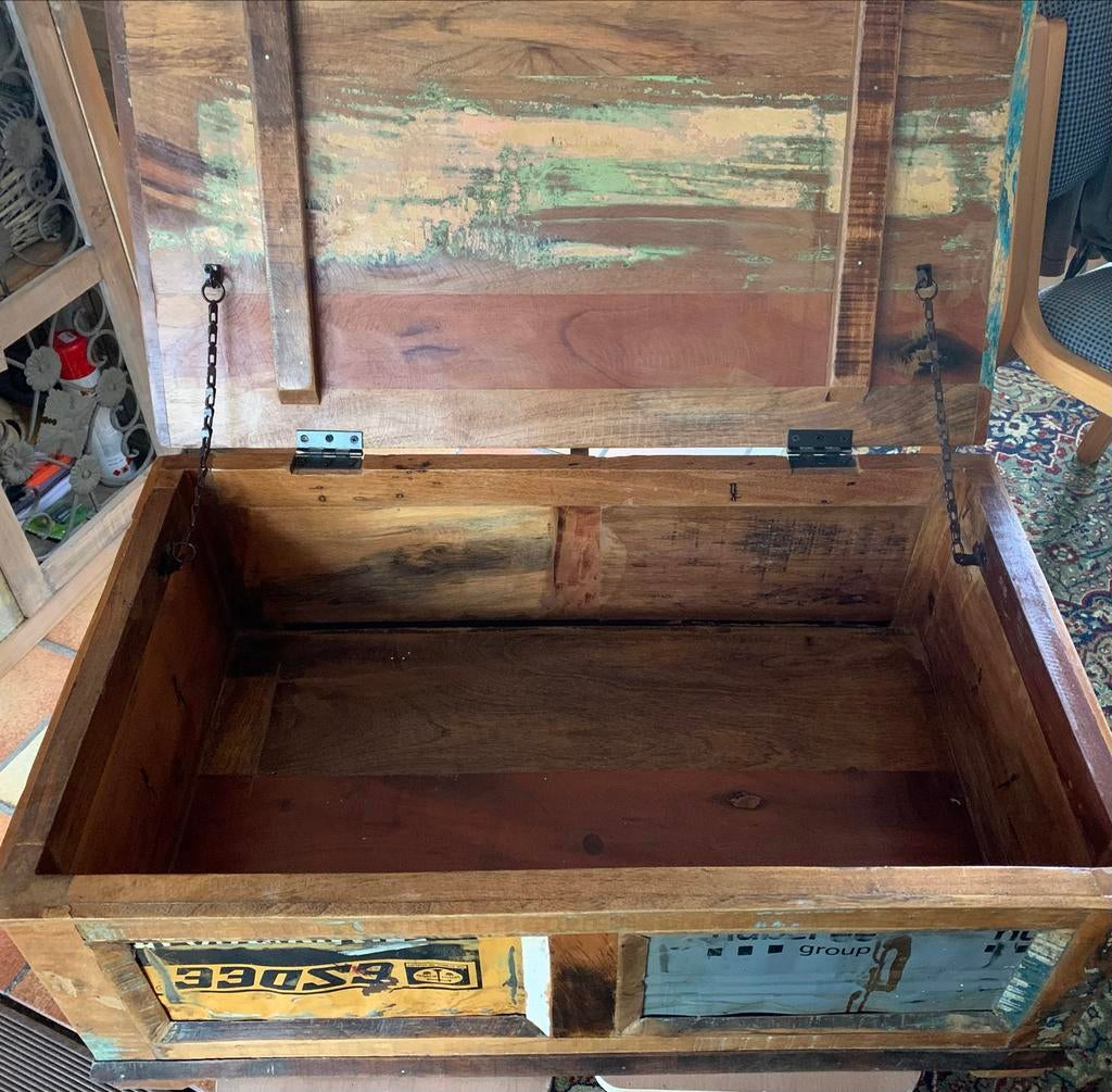 Teak Houten Opbergkist / Speelgoedkist, Ophalen, Gebruikt, 50 tot 100 cm, Teakhout