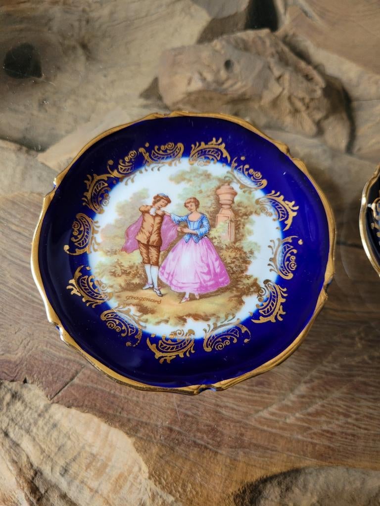 Limoges bordje blauw porselein, Antiek en Kunst, Ophalen
