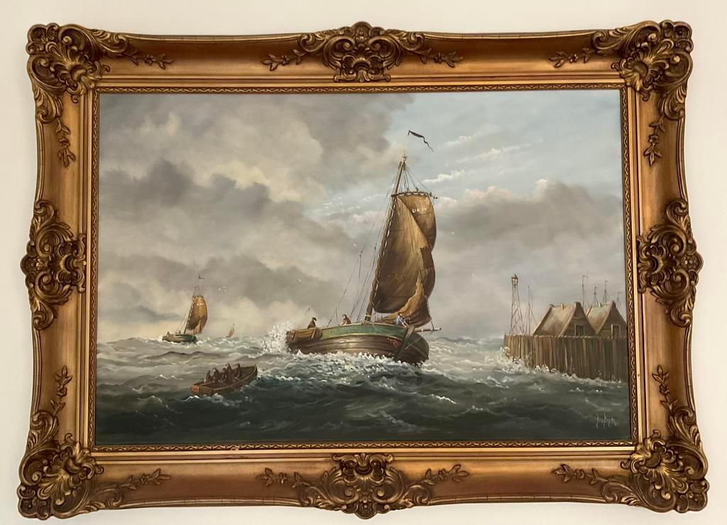 Groot schilderij, Dick van Dijk, Antiek en Kunst, Kunst | Schilderijen | Klassiek, Ophalen