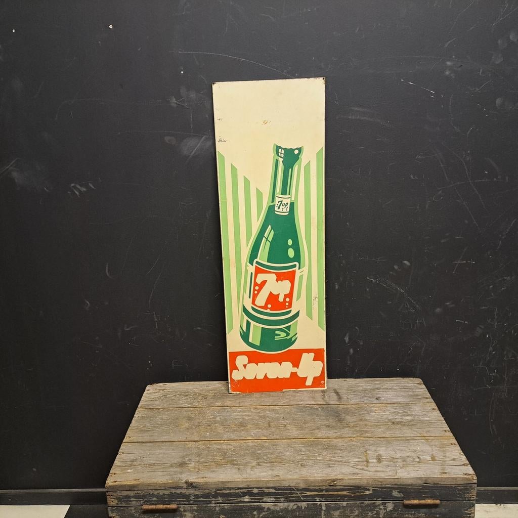 Seven-Up 7up blikken reclamebord ( Misdruk), Ophalen, Gebruikt, Reclamebord