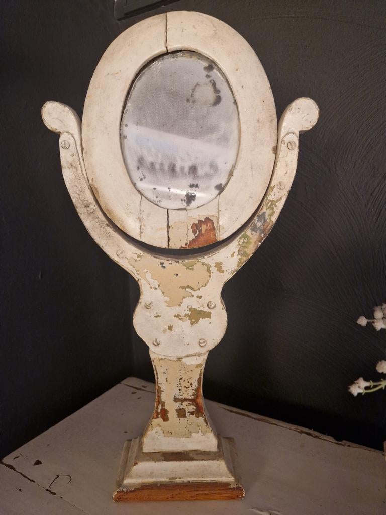 Decoratieve brocante toiletspiegel, Antiek en Kunst, Ophalen of Verzenden, Rechthoekig, Minder dan 50 cm