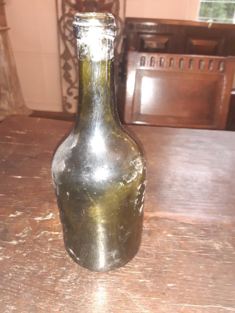 Antieke 19e eeuwse mondgeblazen wijnfles, Ophalen of Verzenden