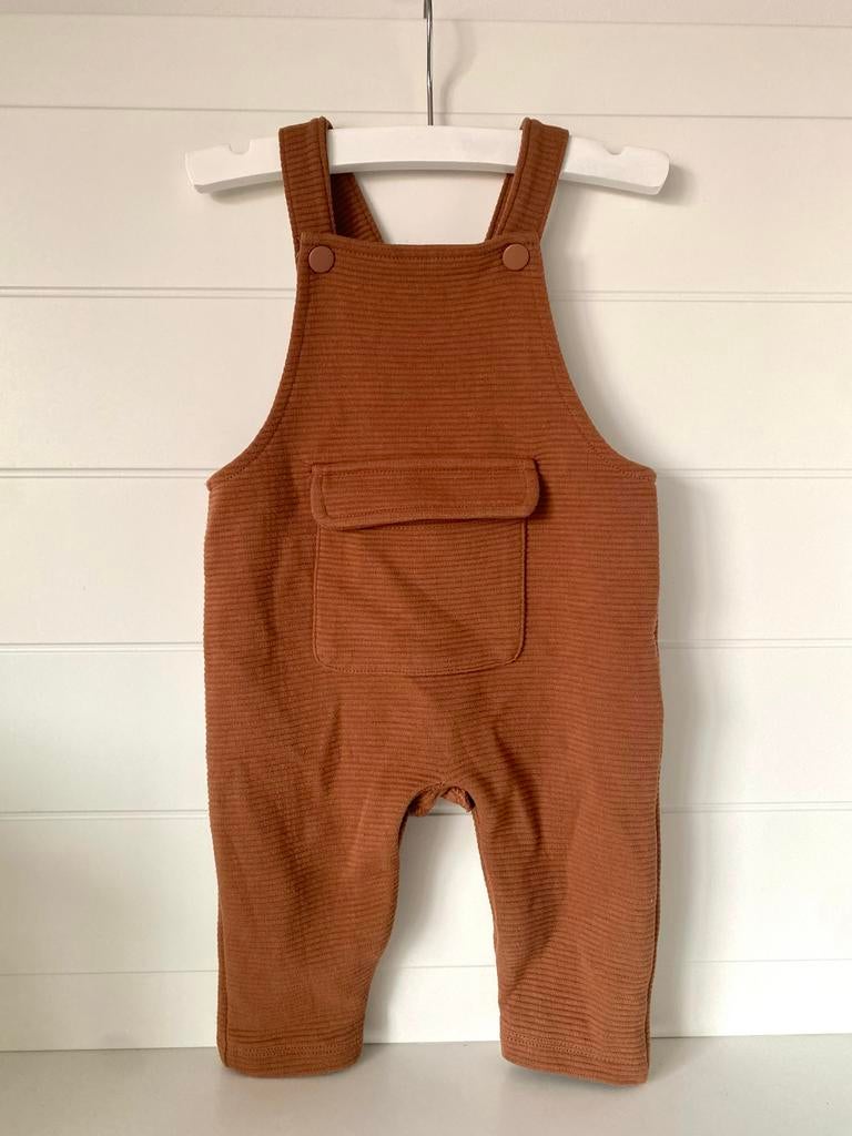 Bruine ribstof tuinbroek maat 68 - MINI, Kinderen en Baby's, Babykleding | Maat 68, Ophalen of Verzenden, Zo goed als nieuw, Jongetje of Meisje