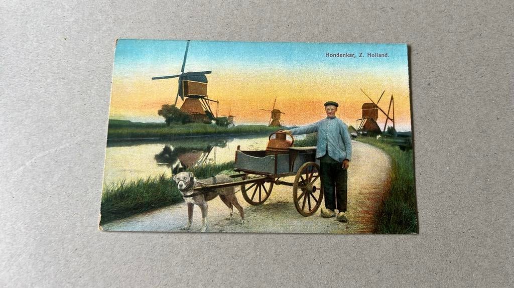 Hondenkar voor melkbussen Zuid Holland, Ophalen of Verzenden, Voor 1920, Ongelopen, Overige thema's