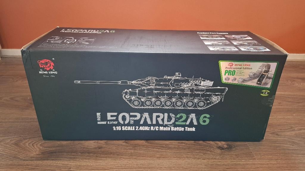 Heng Long Leopard 2A6 PRO RC Main Battle Tank 1:16 – V7.0, Overige merken, Ophalen of Verzenden, Zo goed als nieuw, Tank