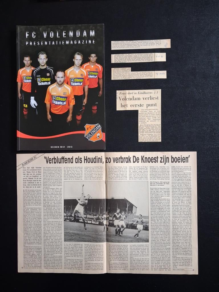 Presentatiegids FC Volendam en aantal oude knipsels., Verzamelen, Ophalen of Verzenden, Nieuw, Overige binnenlandse clubs