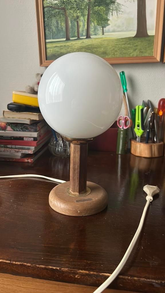 Retro vintage Hollywood regency achtig lampje tafellamp, Ophalen, Zo goed als nieuw, Hout, Minder dan 50 cm