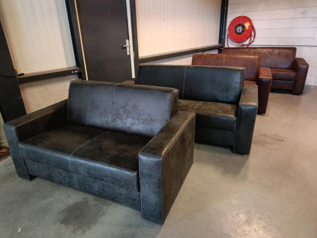 Bankstel Wanda 2,5+2 pilotenleer -print bruin antraciet €898, Ophalen, 150 tot 200 cm, Tijdloos . trendy , modern , strak , hip , klassiek ,