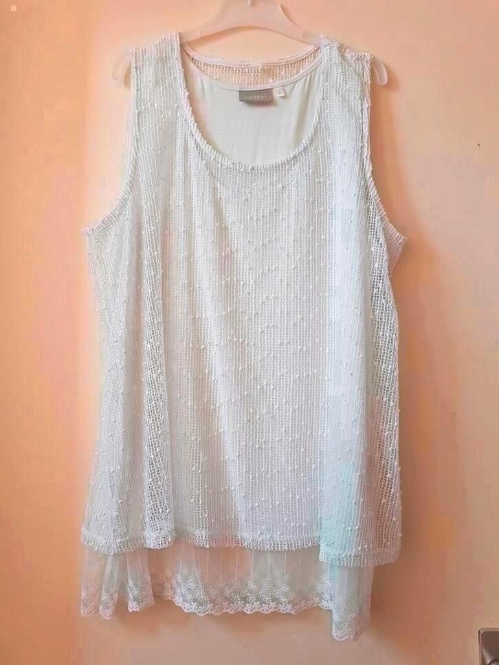 2 i 1 top Blouse met kant  maat 42 / 44, Wit, Maat 42/44 (L), Nieuw, Ophalen of Verzenden