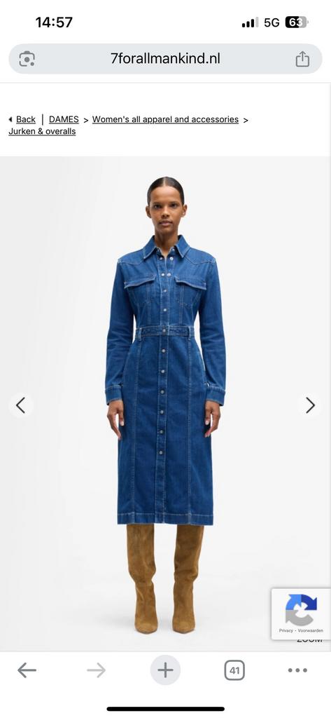 Denim dress 7 for all mankind maat m, Kleding | Dames, Jurken, Ophalen of Verzenden, Zo goed als nieuw, Maat 38/40 (M), Blauw