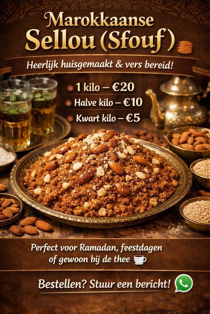 Marokkaanse sellou (sfouf), Ophalen of Verzenden