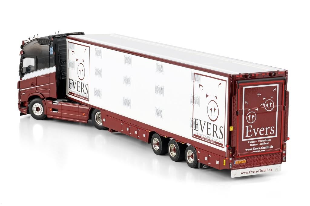 WSI VOLVO FH 5  GLOBEXL 4X2 + LIVE  STOCK TRAILER  EVERS, Hobby en Vrije tijd, Modelauto's | 1:50, Ophalen of Verzenden, Nieuw