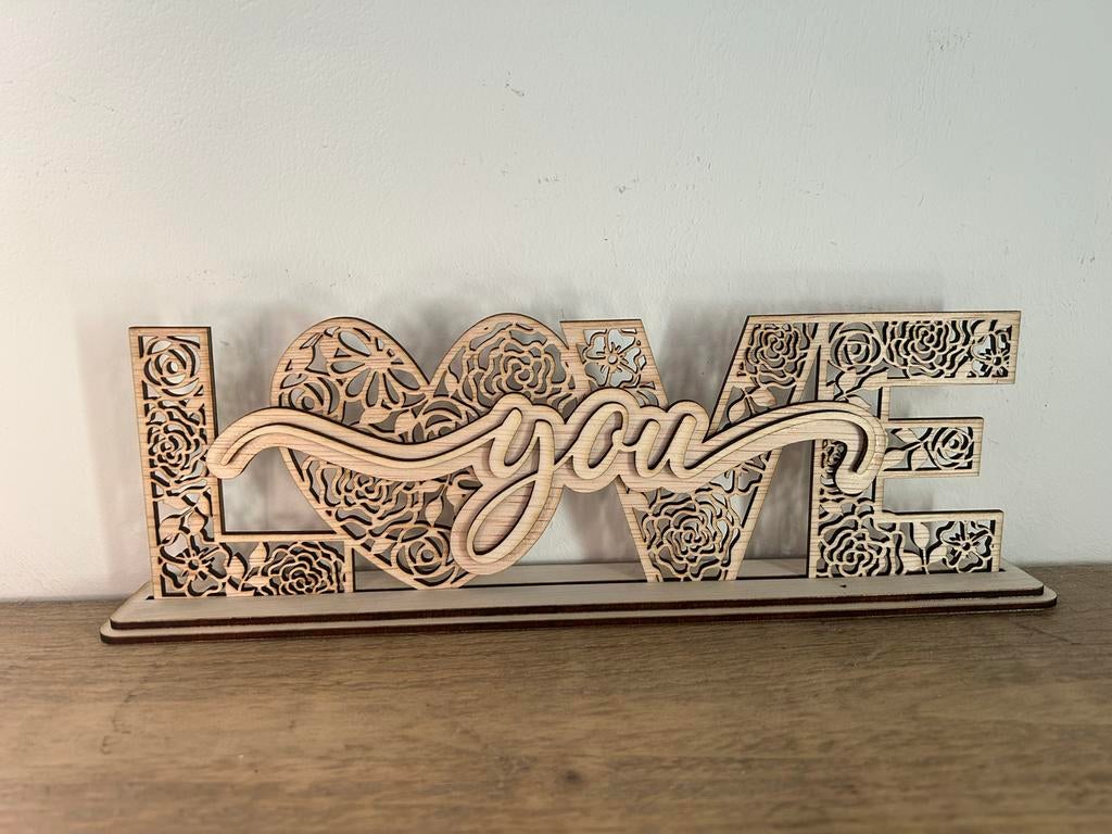Houten decoratie bordje 'Love You', Ophalen of Verzenden, Nieuw