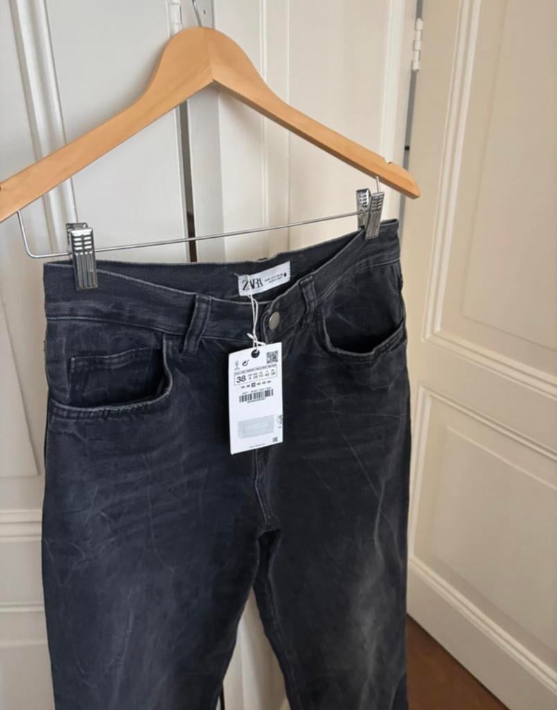 Zara antraciet grijze wide leg jeans, denim grijs, maat 36/S, Nieuw, Ophalen of Verzenden, Maat 36 (S), Grijs
