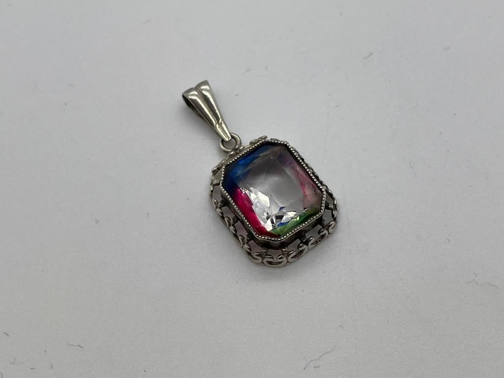 C497 Prachtige zilveren hanger mystic topaas, Ophalen of Verzenden, Zilver, Hanger