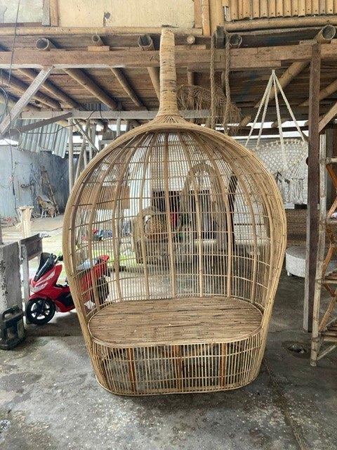 Bamboe lounge bank, Tuin en Terras, Tuinsets en Loungesets, 2 zitplaatsen, Rotan, 4301rp, Nieuw