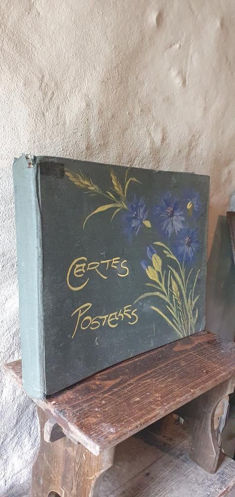 Oud franse Cartes Postales leeg verzamelboek ansichtkaarten, Ophalen of Verzenden