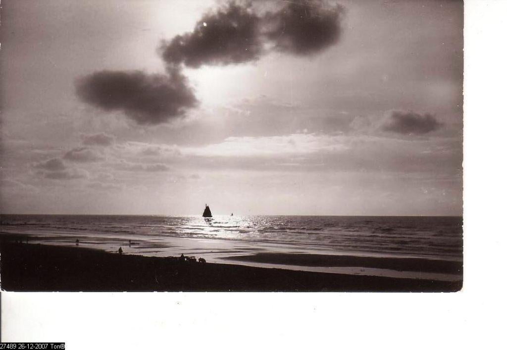 Ansichtkaart	Zonsondergang	op zee, Verzenden, 1940 tot 1960, Ongelopen, Noord-Holland