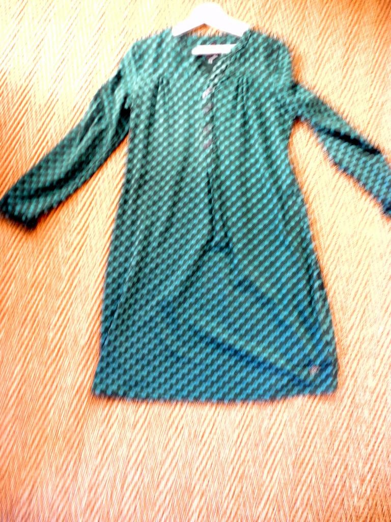 jurk tante Betsy maat L petrol en groen, Kleding | Dames, Jurken, Zo goed als nieuw, Maat 38/40 (M), Groen, Knielengte, Ophalen of Verzenden