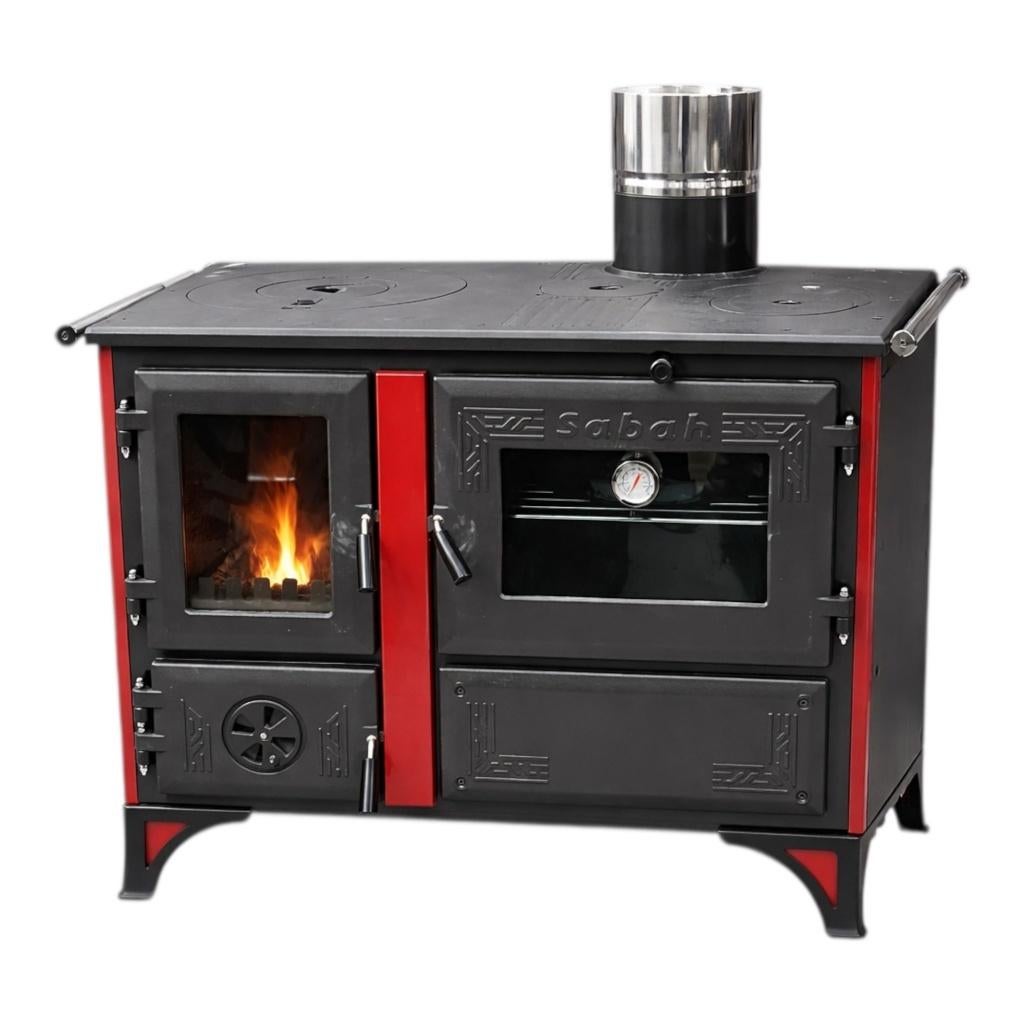 S105K Sabah Luxe Open Haard Kachel + Oven Met Thermometer –, Ophalen, Vrijstaand, Hout, Nieuw