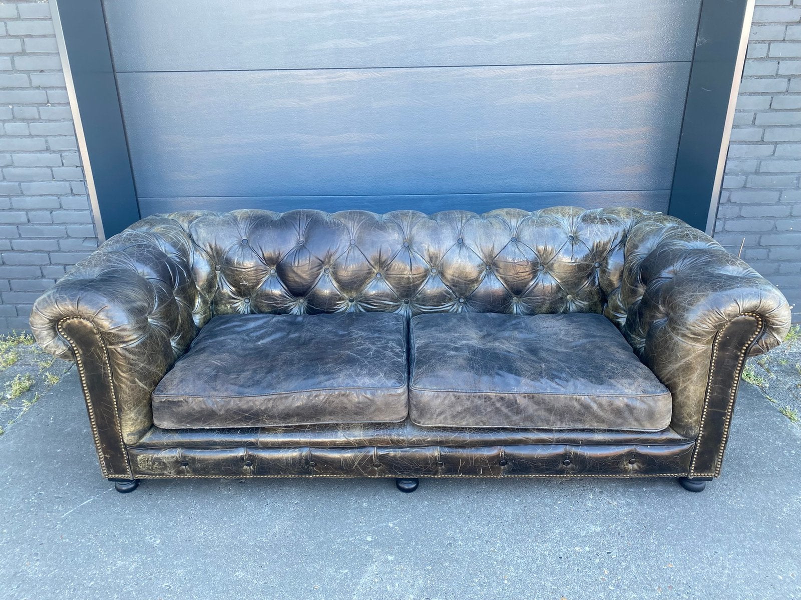Super gave stoere Chesterfield bank vintage zwart, Huis en Inrichting, Banken | Voetenbanken en Poefen, Ophalen, 125 cm of meer