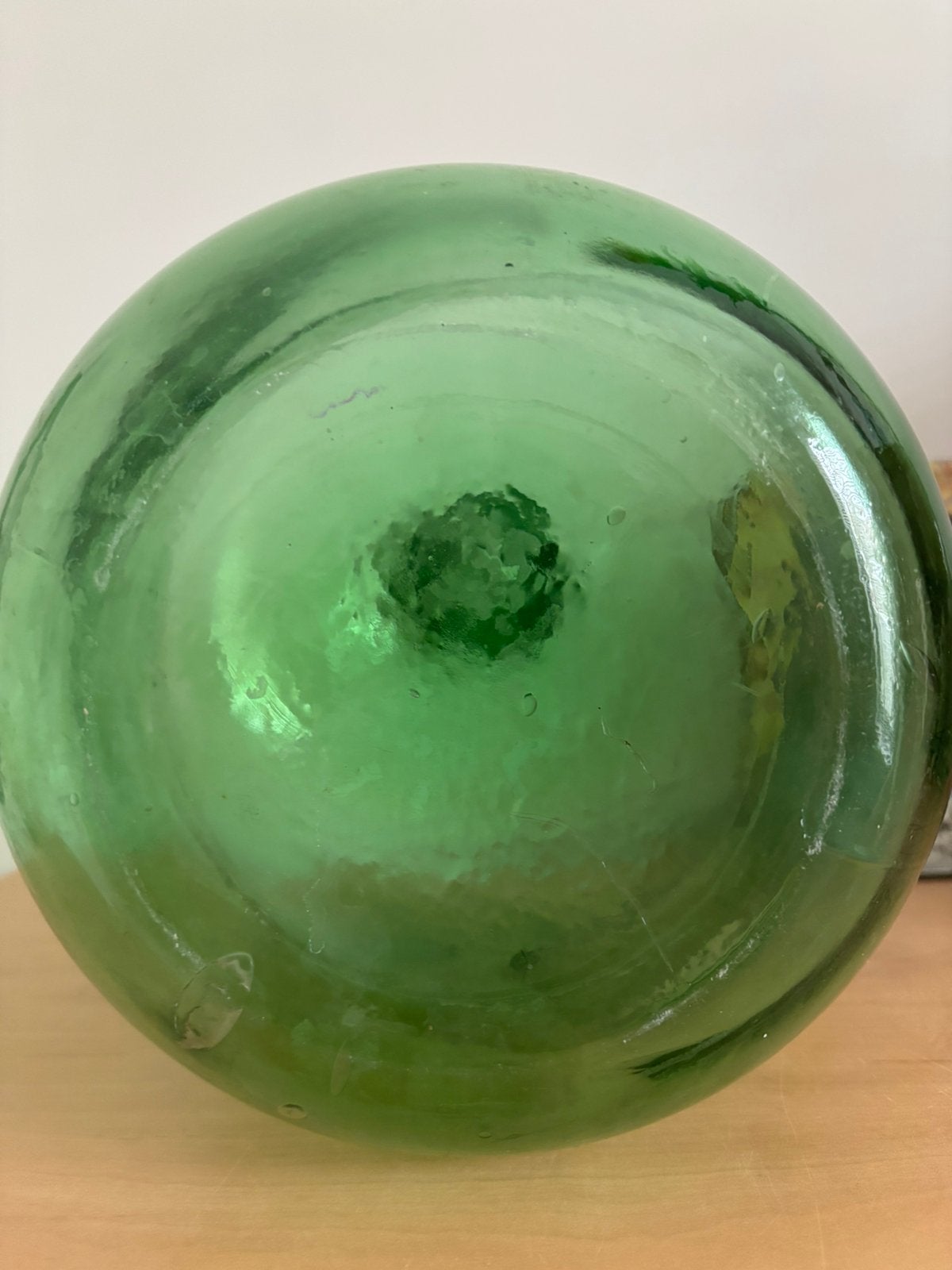Grote groene glazen fles, Ophalen, Gebruikt
