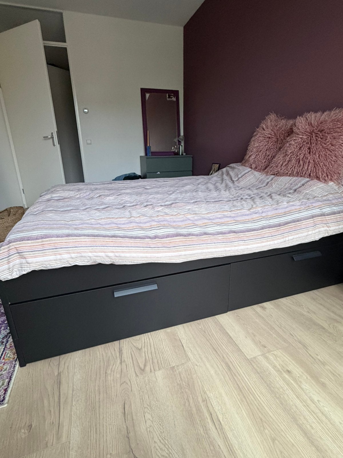 Brimnes bed Ikea, Ophalen, Gebruikt, Zwart, Tweepersoons