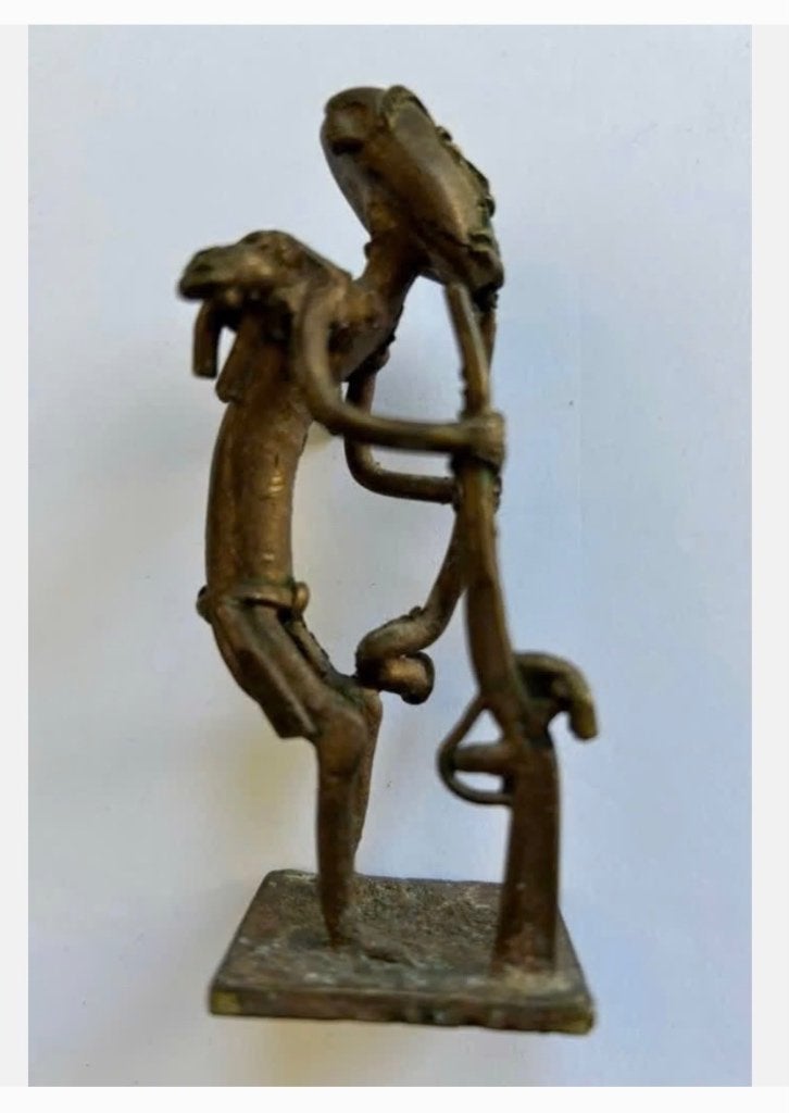 Messing beeldje, Ashanti, met hond, 10,5 cm, Ophalen of Verzenden