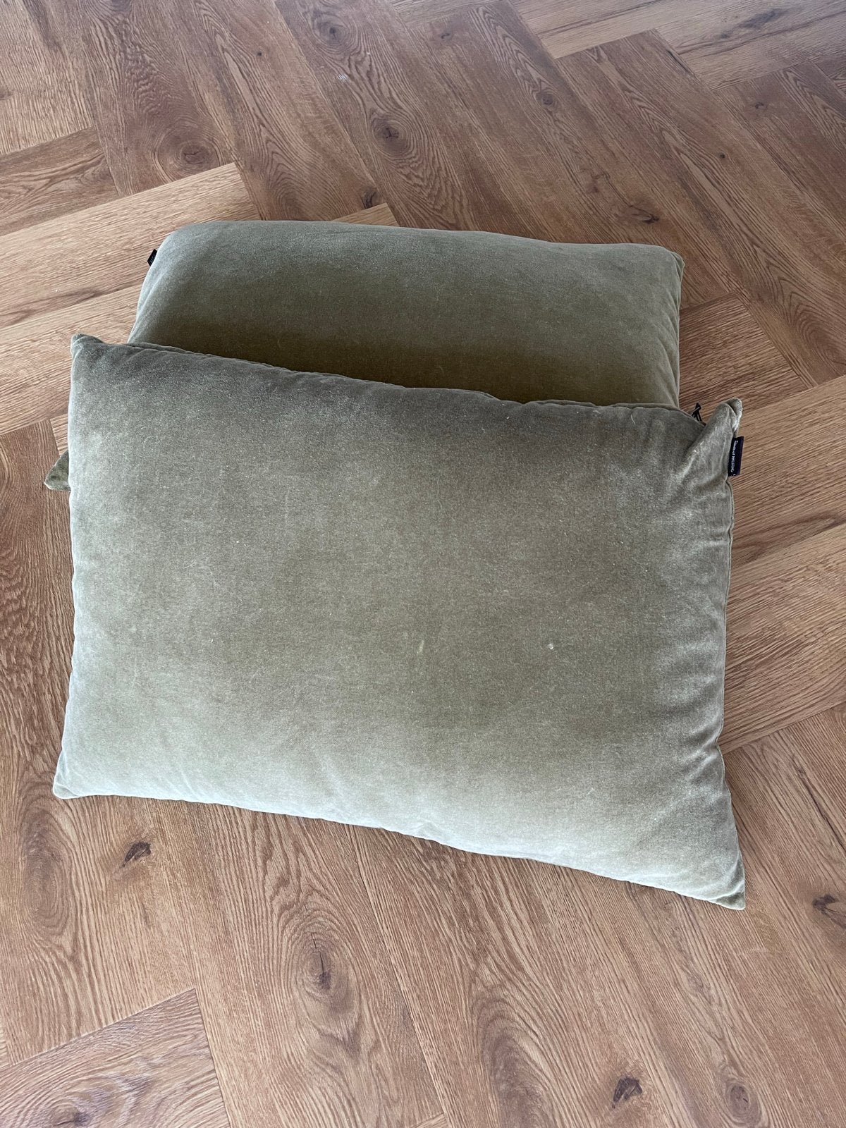 HKLiving Olijfgroene Kussens - Set van 2, Ophalen of Verzenden, Zo goed als nieuw, Groen, Rechthoekig