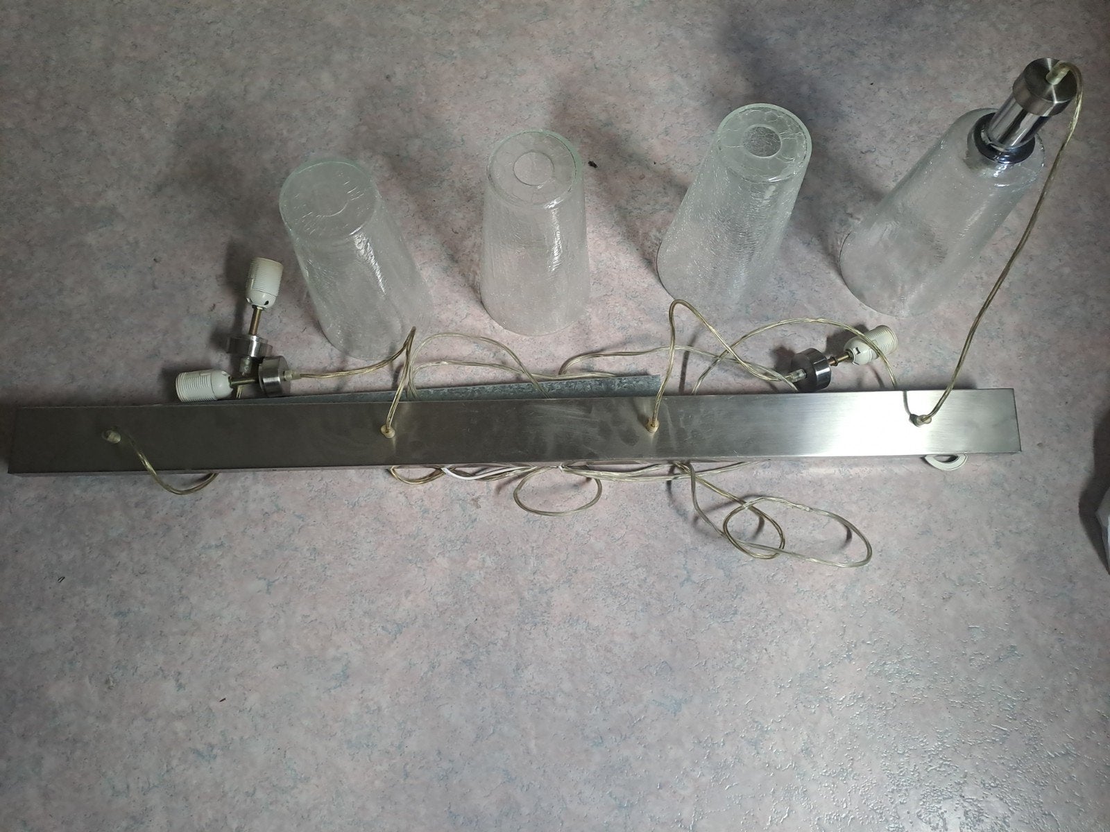 Mooie hanglamp met craquelé glas kelken, Ophalen, Gebruikt