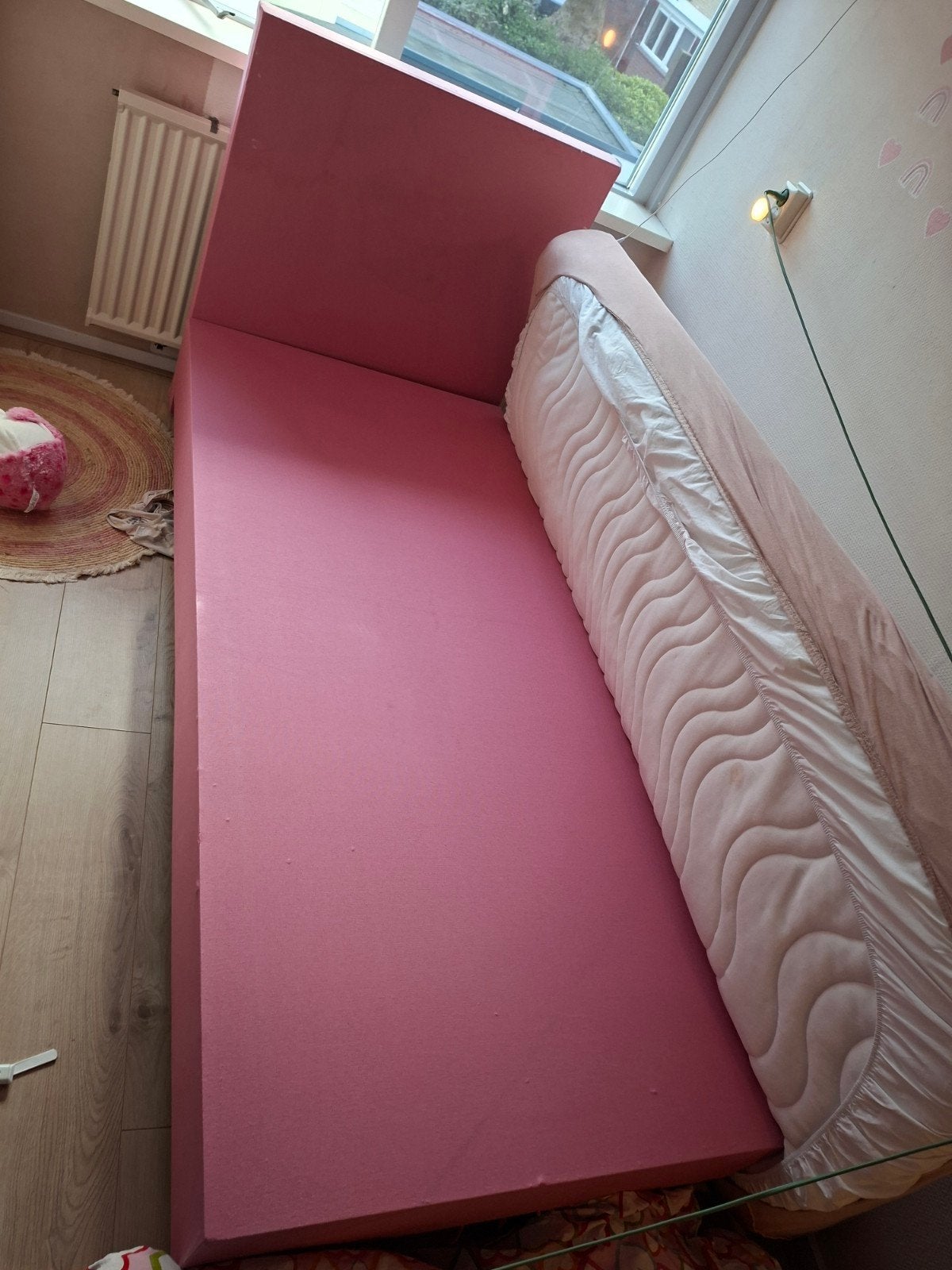 eenpersoonsbed roze, Ophalen, Gebruikt, 90 cm, 200 cm