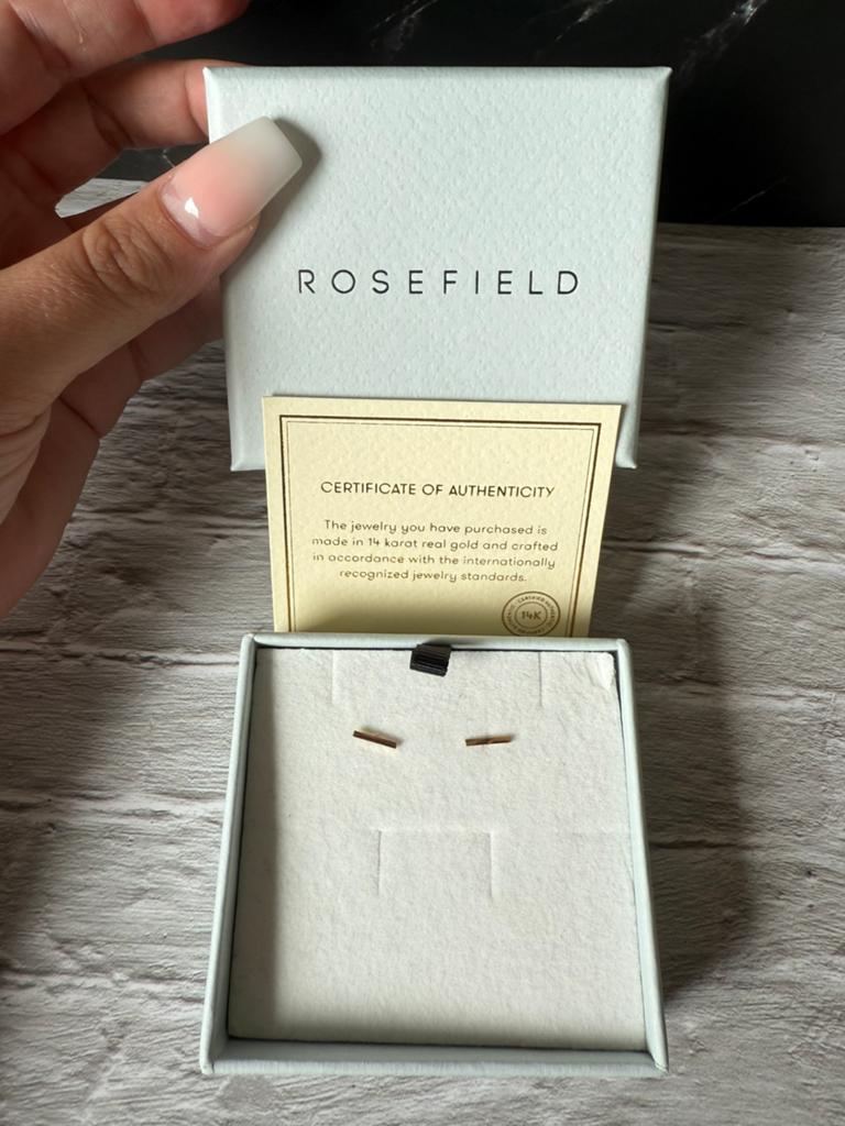14K gouden bar Oorknopjes van rosefield NIEUW, Ophalen of Verzenden, Nieuw