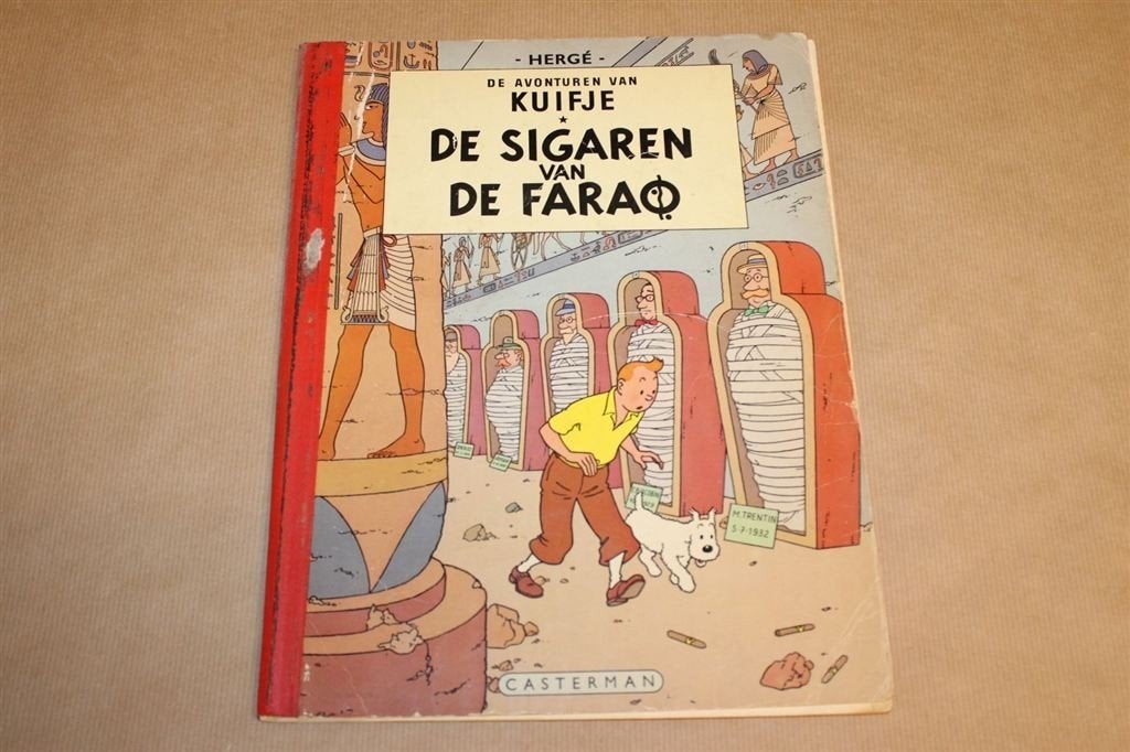 Kuifje - De sigaren van de farao - Oude druk met linnen rug, Eén stripboek, Ophalen of Verzenden, Gelezen