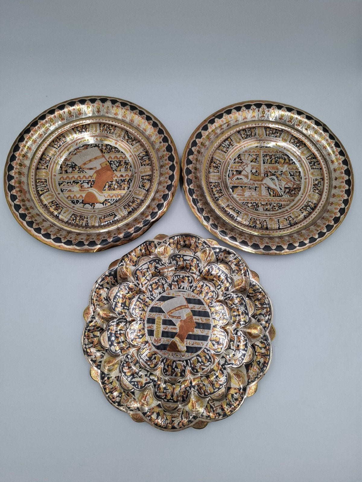 Egyptische koperen wandborden XXL 40cm, Antiek en Kunst, Antiek | Koper en Brons, Ophalen of Verzenden, Koper