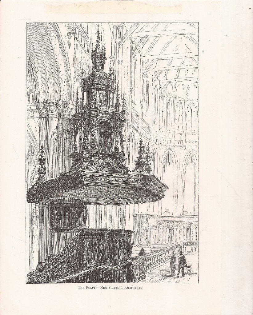 Amsterdam, The Pulpit New Church Preekstoel Nieuwe Kerk, Religie, Ophalen of Verzenden, 15 cm, 1800 - 1899