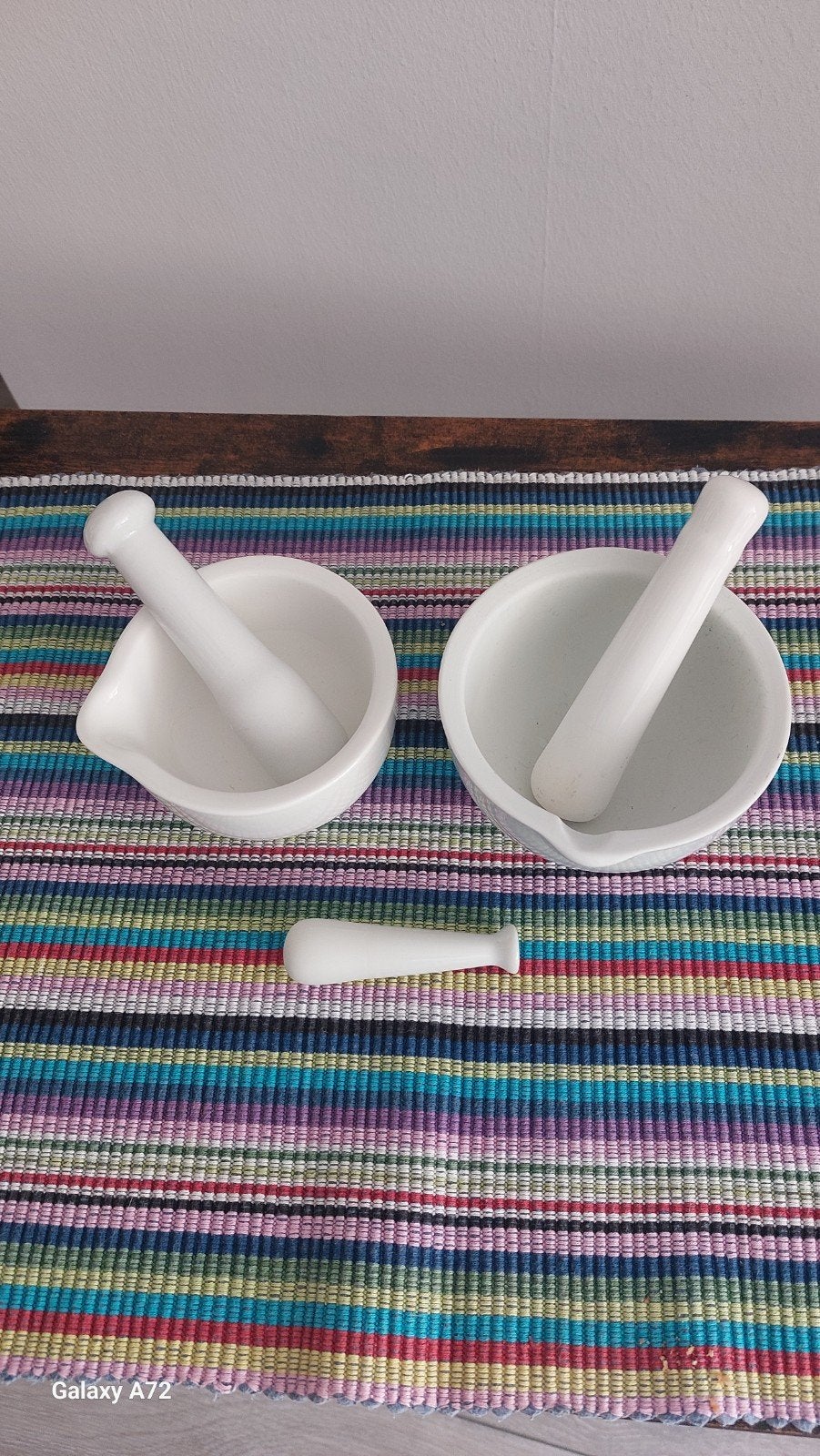 Witte vijzels met stamper - set van 2, Ophalen of Verzenden, Steen/keramiek, Wit, Overige typen